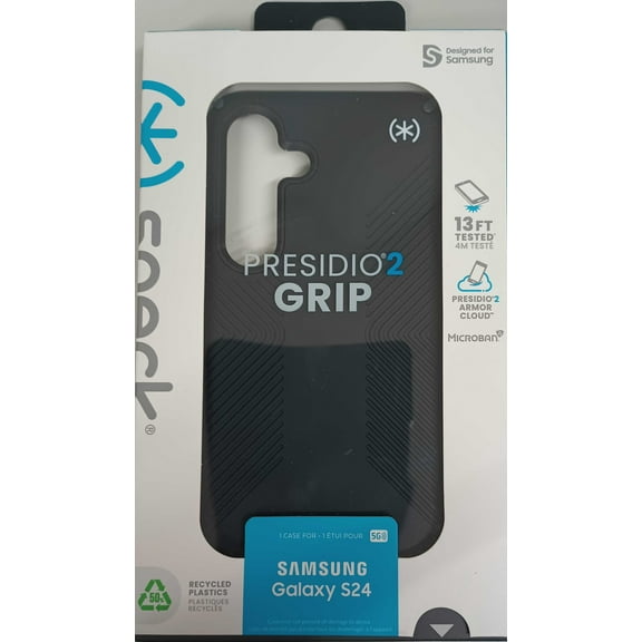 Speck Presidio2 Grip Hard Shell Back Cover Cell Phone Case for Samsung Galaxy S24, Black