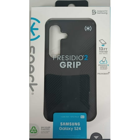 Speck Presidio2 Grip Hard Shell Back Cover Cell Phone Case for Samsung Galaxy S24, Black