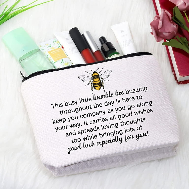 Bee Makeup Bag Gold Bees Black Canvas Bag Toiletry Bag 