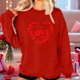 thumbnail image 1 of TaTaai Women's Oversized Crew Neck LOVE Print Long-Sleeve Sweatshirt, Valentine's Day Thanksgiving Gift, Casual Fall Winter Spring Top Gift, 1 of 8
