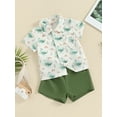 thumbnail image 2 of Bagilaanoe 2pcs Toddler Baby Boy Shorts Set Short Sleeve Print Shirt Tops + Shorts 6M 9M 12M 18M 24M 3T Kids Casual Summer Clothes, 2 of 8