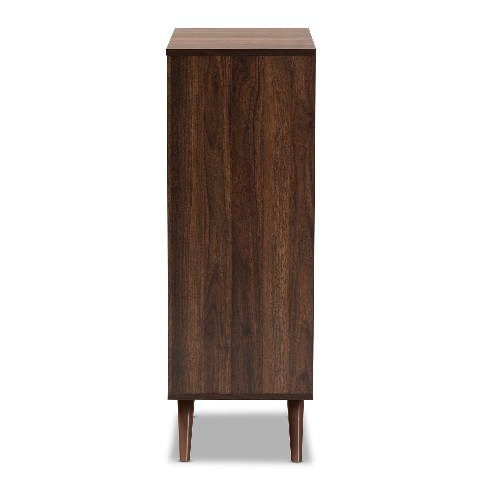 Baxton Studio Contemporary 2-Door Shoe Cabinet, Grey/Walnut, 57.30 lbs