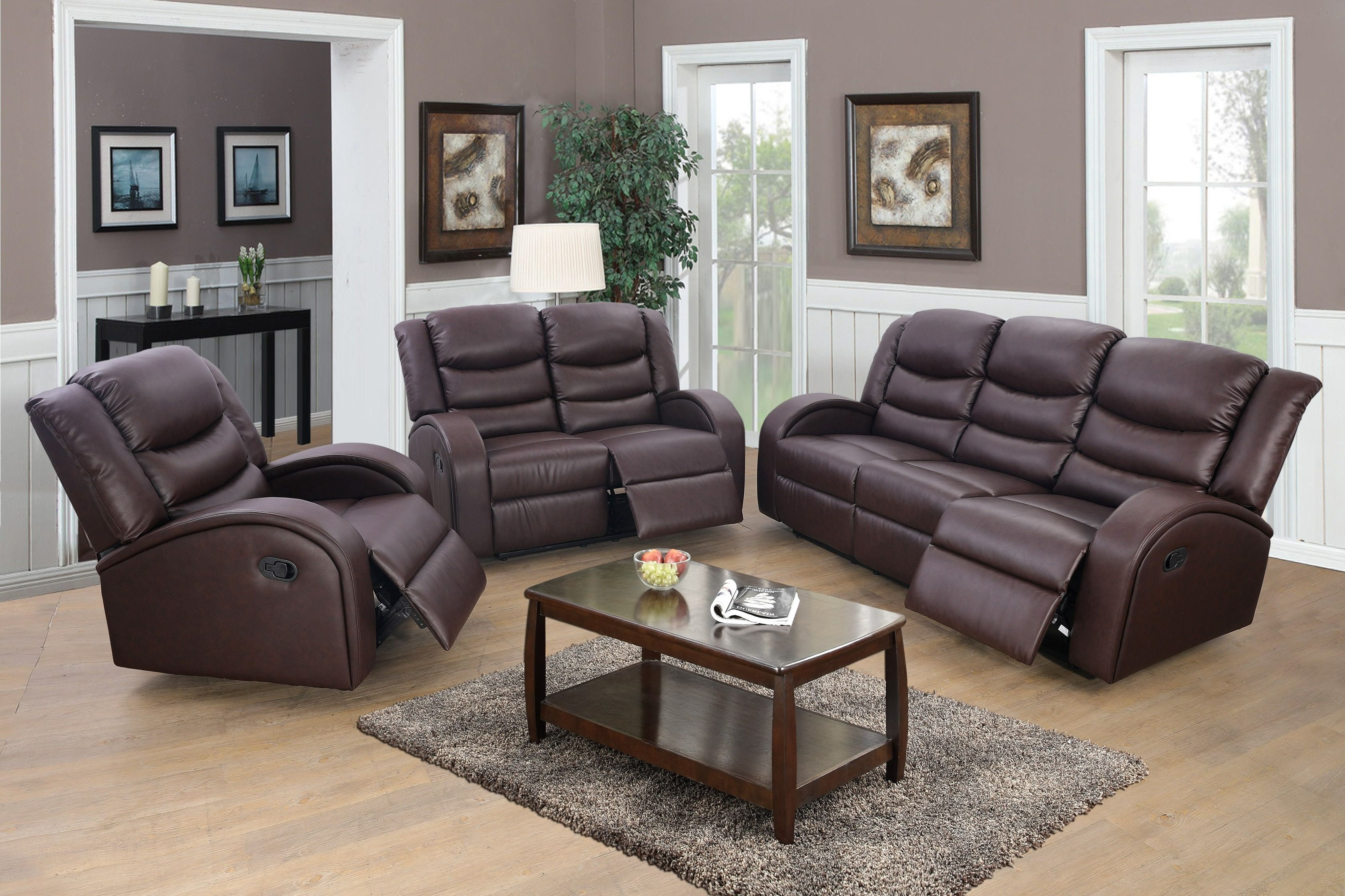 Amarker 3 Pieces luxy faux leather Living room Set