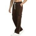 thumbnail image 3 of Riecok Mens Workout Pants Elastic Waist Drawstring Straight Leg Solid Color Workout Casual Sweatpants with Pockets Coffee M, 3 of 4