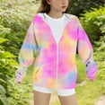 thumbnail image 4 of Girls Zip Up Hoodie Kids Fashion Tie Dye Gradient Oversized Long Sleeve Sweatshirt Jacket with Pockets Teen Girls Cute Preppy Zipper Hooded Sweatshirts Coats Casual Loose Fall Winter Clothes, 4 of 5