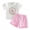 White, variant on larppty Toddler Baby Girls 2 Piece Pajamas Set, "Sweet Like Mommy" Embroidered Short Sleeve Top & Shorts, Soft Cotton Kids Summer Sleepwear(White, 2-3 Years)