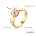 thumbnail image 4 of Womens 7mm Titanium Steel Gold Plated CZ Ring Single Stone Wedding Band Timeless Glow Sparkling Polish Jewelry, 4 of 4