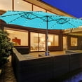 thumbnail image 1 of Gymax 15.4Ft Patio Double-Sided Solar LED Market Umbrella Crank 36 Lights Base Grey, 1 of 10