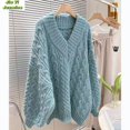 thumbnail image 2 of Suéter de punto cálido estilo holgado para mujer, moda de otoño e invierno, para exteriores, estilo informal, 2 of 4