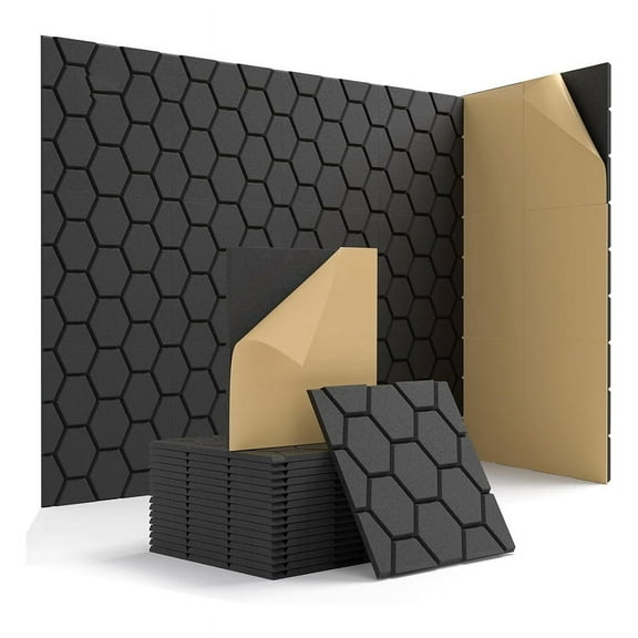 15 Pack Soundproof Wall Panels 12X12X0.4Inch Self-Adhesive Sound Absorbing Panel Sound Proof Panels Black,15 x soundproofing panels,Black