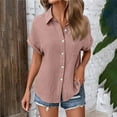 thumbnail image 2 of Ltctricy Women's Button down Shirts Short Sleeve Collared Pleated Business Casual Work Blouses Trendy Summer Tops, 2 of 7