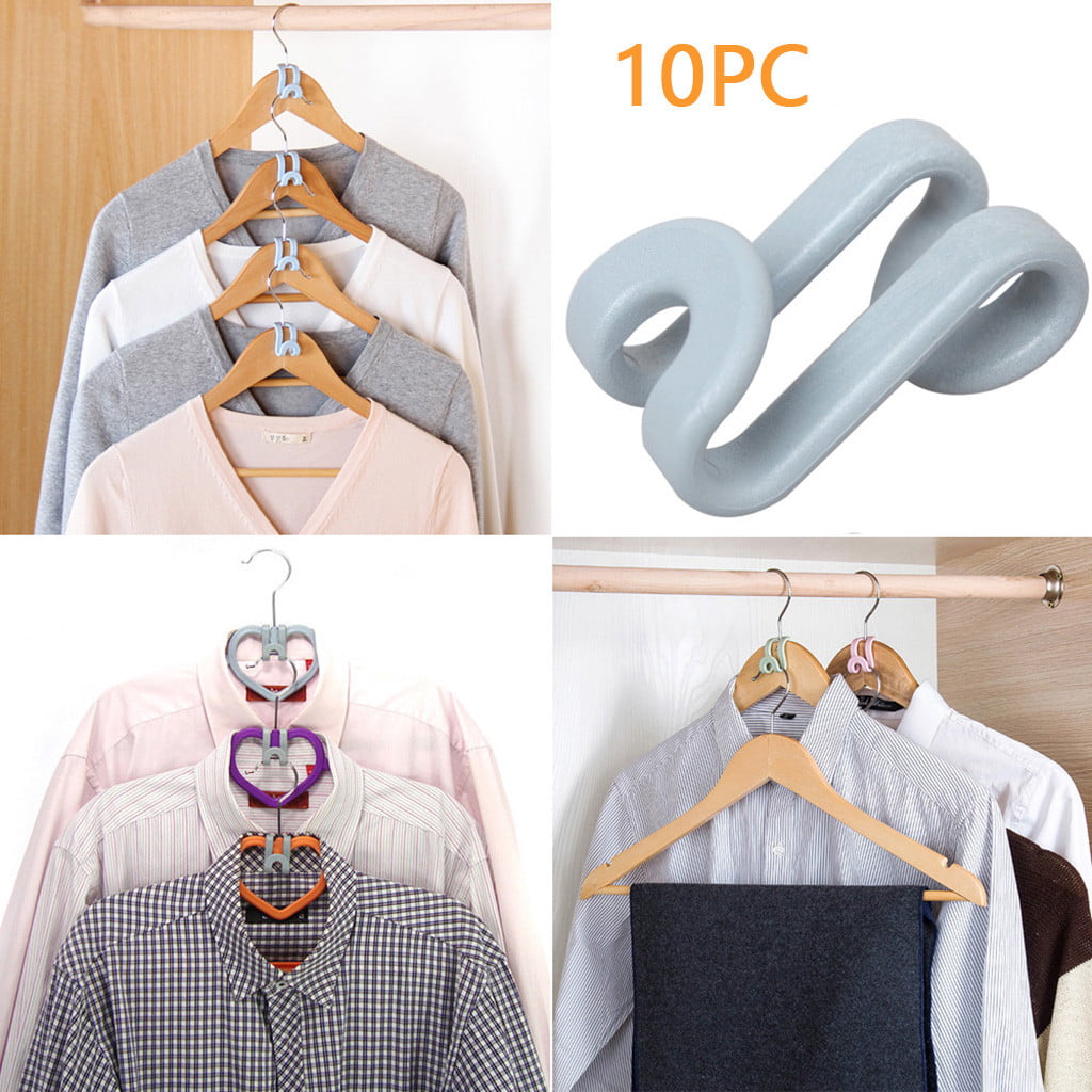 Grey Wealthgirl 10Pcs Creative Mini Flocking Clothes Hanger Connector Hooks,Home Easy Hook Closet Organizer,for Heavy Duty Space Saving Cascading Connection Hooks for Clothes 