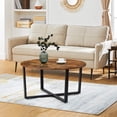 thumbnail image 2 of VASAGLE ALINRU Round Coffee Table, Industrial Style Cocktail Table, Durable Metal Frame, Easy to Assemble, for Living Room, Rustic Brown ULCT88X, 2 of 2
