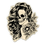 GT GRAPHICS Day of the Dead Scary Girl Female Skull - 3" Vinyl Sticker - For Car Laptop I-Pad Phone Helmet Hard Hat - Waterproof Decal