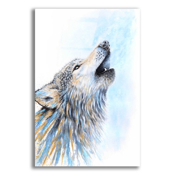 Epic Art 'Howling Wolf' by Michelle Faber, Acrylic Glass Wall Art, 12"x16"