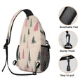 thumbnail image 3 of Sling Backpack,Beige Christmas Tree Pattern Sling Bag with Water Bottle Holder,Waterproof Sling Bag for Men/Women with Headphone Jack for Hiking,Travel, 3 of 6
