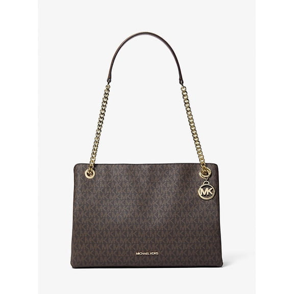 Michael Kors Outlet Christina Medium Signature Logo Messenger Bag - Brown
