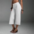 thumbnail image 7 of RUTAYY Women's Pants Casual High Waist Workout Straight Wide Leg Solid Color Stretchy Yoga Running Gym Capri Bottoms Holiday Chic Trousers, 7 of 7