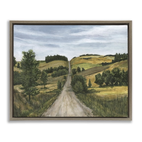 Stupell Industries Traditional Receding Country Path Brown Floating Frame Canvas Art, 31 x 25, by Michael Willett