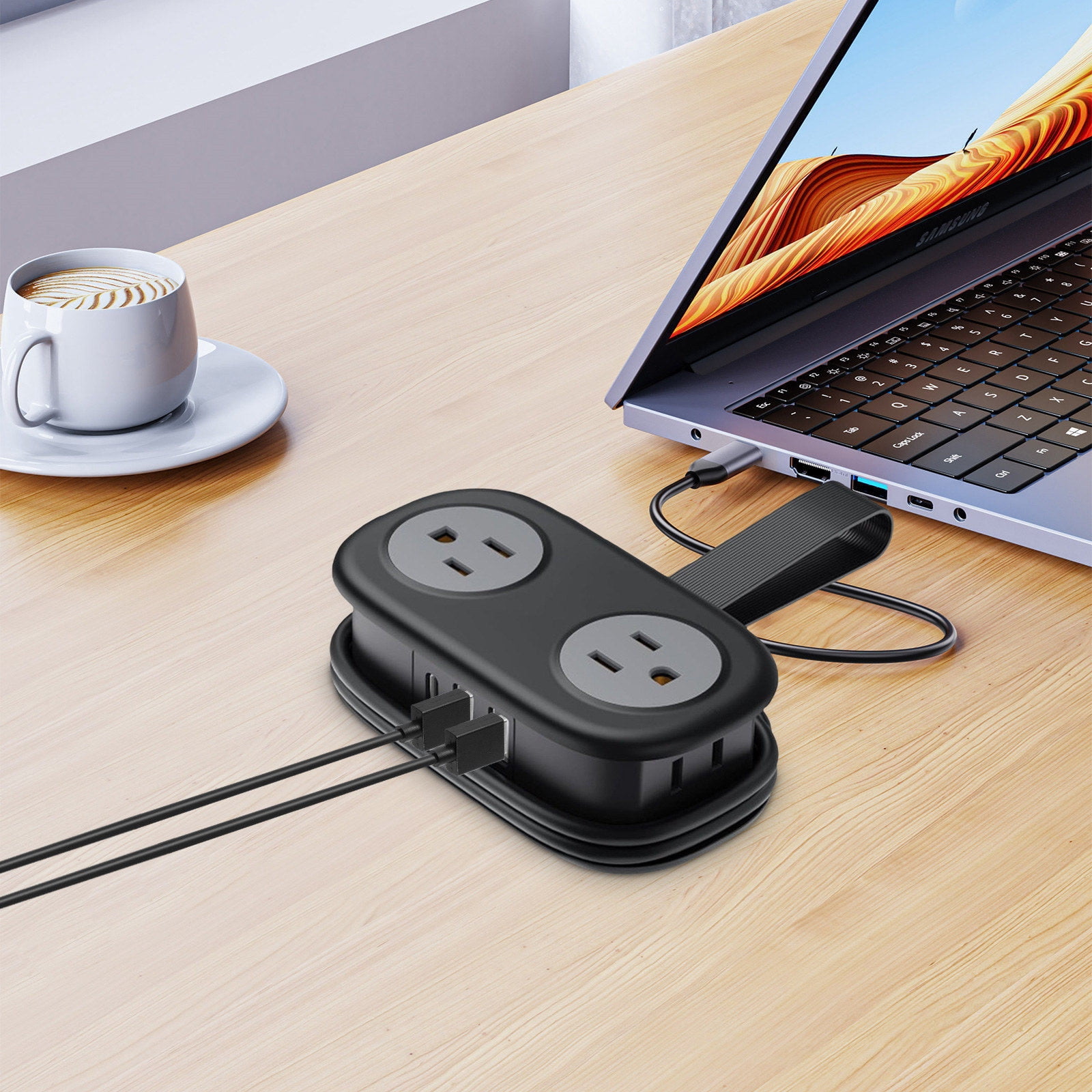 Travel Power Strip, Travel Extension Cord, Mini Extension Cord with 4 Outlets 3 USB Ports (1 USB C) with 4FT Wrapped Short Extension Cord Small Power Strip, Suitable for Home Hotel Travel