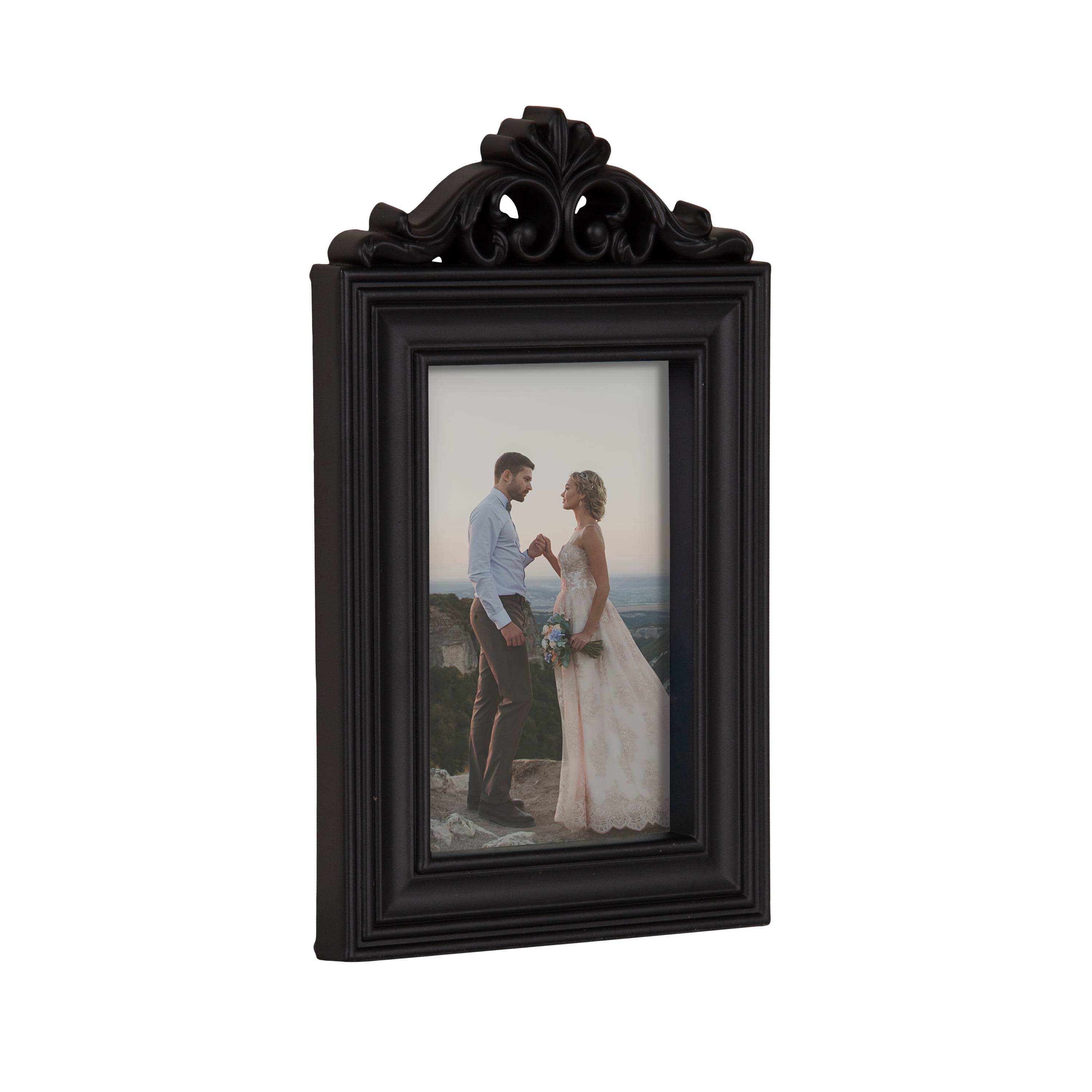 DesignOvation Cantua 4" x 6" Black Decorative Tabletop Picture Frame