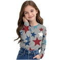 thumbnail image 6 of MKOSPLRT 3-14 Years Kids Y2K Tops Long Sleeve Crewneck T Shirts Funny Stars Graphic Shirts Fashion Color Block Blouses Soft Tees, 6 of 8
