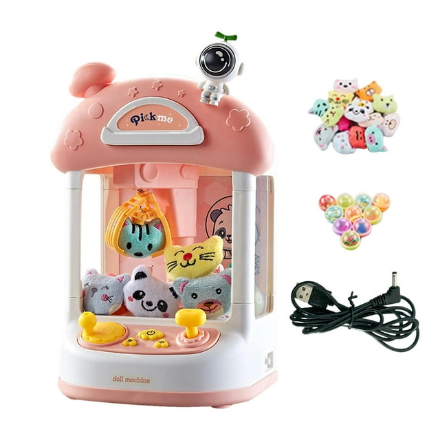 Máquina electrónica de juguetes pequeños para interiores con luces, máquina de muñecas para niñas Rosa 10 muñecas