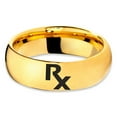 thumbnail image 2 of Tungsten Medical Prescription Pharmacy Symbol Band Ring 7mm Men Women Comfort Fit 18k Yellow Gold Dome Polished, 2 of 4