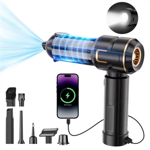 ULTREMA Cordless Handheld Car Vacuum Cleaner, Foldable Rechargeable Vacuum & Air Blower 2-in-1, High Power Suction Portable Dust Cleaner with LED Display, Type-C Fast Charging for Car Home Office