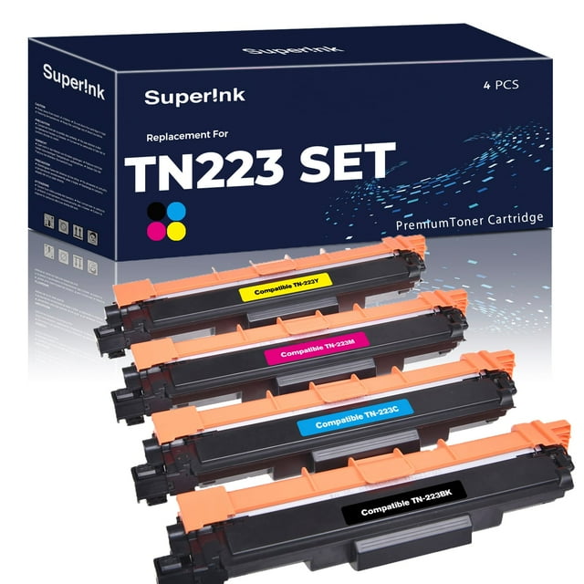 Compatible Brother TN223 Toner Cartridge Combo WITH CHIP By Superink