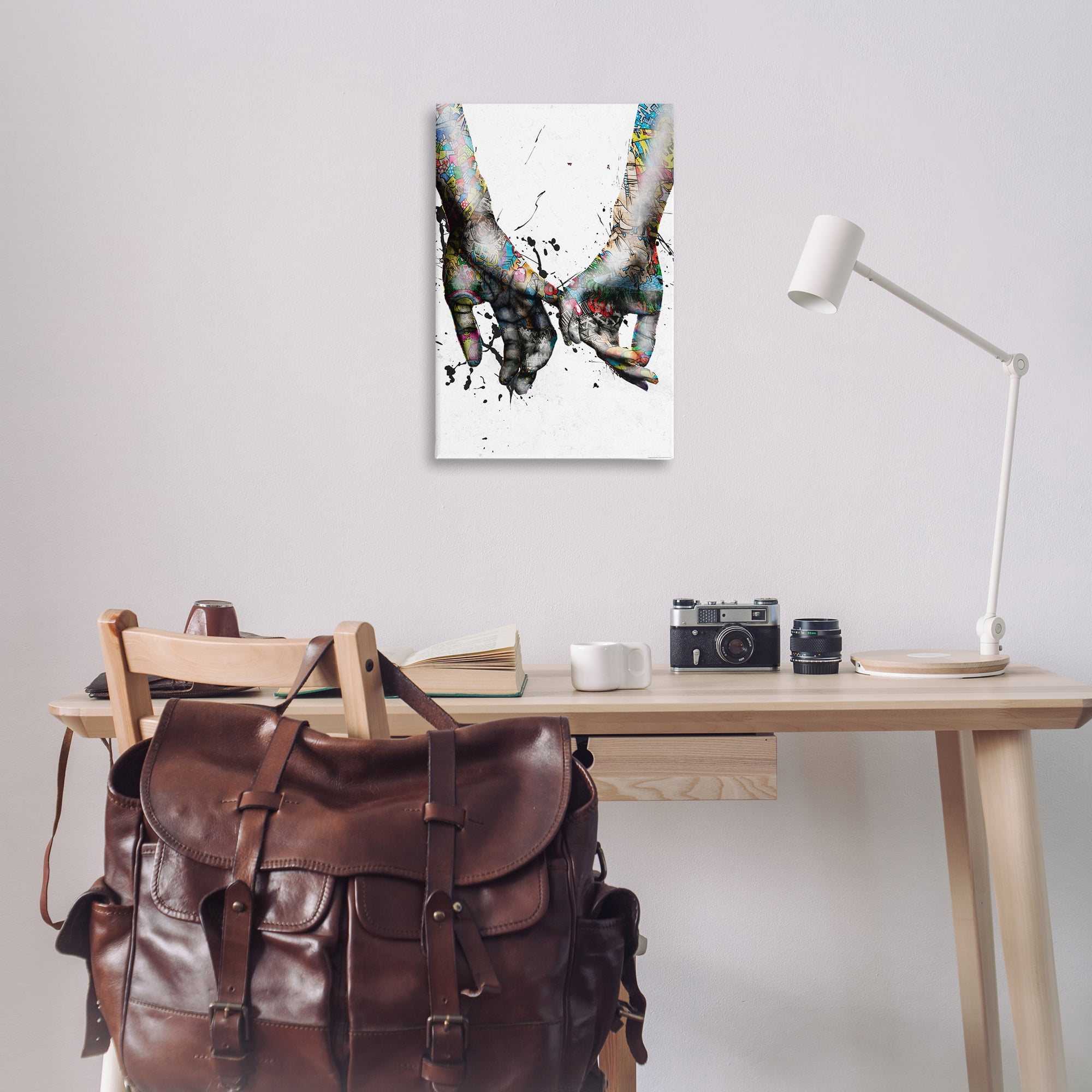 Stupell Industries Modern Splash Hand Holding People Painting Wrapped Canvas Art Print Wall Art, 20 x 30