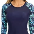 thumbnail image 6 of IDOPIP Women 2 PC Rash Guard Long Sleeve Swimsuits Swim Shirt with Shorts Set Surf Bathing Suits, 6 of 8
