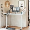 thumbnail image 2 of YRLLENSDAN 55 IN Electric Standing Desk Adjustable Height, Modern Computer Table with Headset Rack, Ergonomic Office Desk with 2 Memory Function, White, 2 of 7