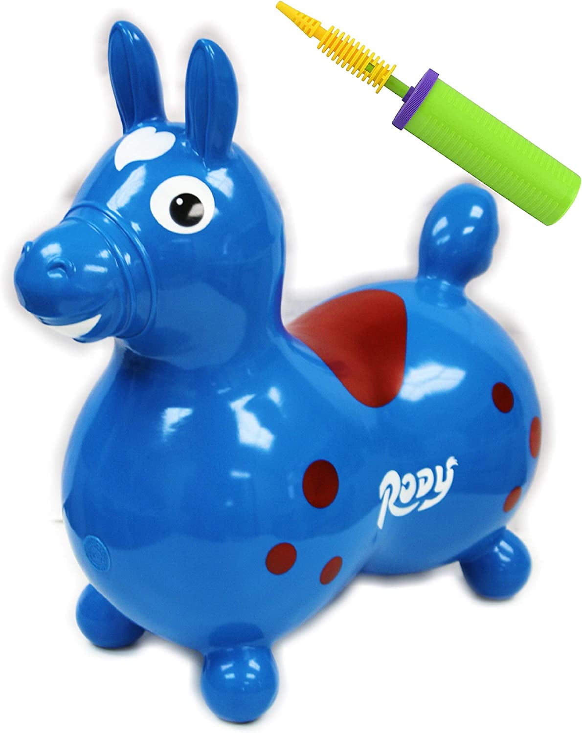 Gymnic Rody Horse Inflatable Bounce & Ride, "Matty's Toy Stop" Exclusive Blue & Red (7024 ...