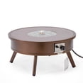thumbnail image 5 of LeisureMod WBR-29-GL 20 x 29 x 29 in. Walbrooke Outdoor Patio Aluminum Round Fire Pit Side Table with Lid & Fire Glass, Brown, 5 of 14