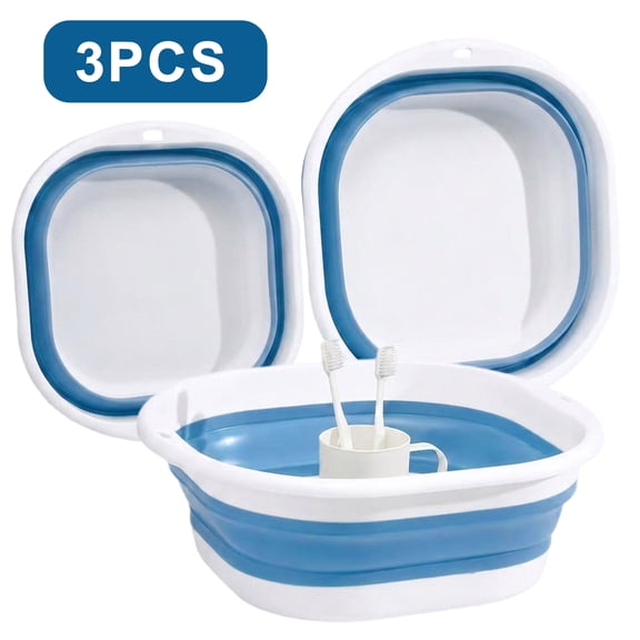 Collapsible Basin 3 Pack (3/6/10L), Foldable Wash Basin for Kitchen & Camping