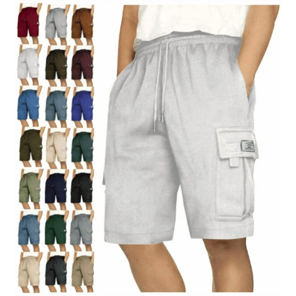 lmcalzta Mens Shorts Casual Drawstring Elastic Waist Running Workout Gym Shorts with Multi Pockets