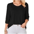 thumbnail image 5 of Godom Blouses for Women Dressy Casual 3/4 Length Sleeve Womens Tops Solid Color Tshirt, 5 of 7