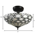 thumbnail image 3 of Amora Lighting Tiffany Style Ceiling Fixture Lamp Jeweled 17" Wide Stained Glass White Bedroom Hallway Gift AM108CL17B, 3 of 4