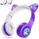thumbnail image 1 of Auriculares inalámbricos para niños con luces LED, función de compartir música, batería duradera y volumen limitado WOICE para niños (morado), 1 of 3