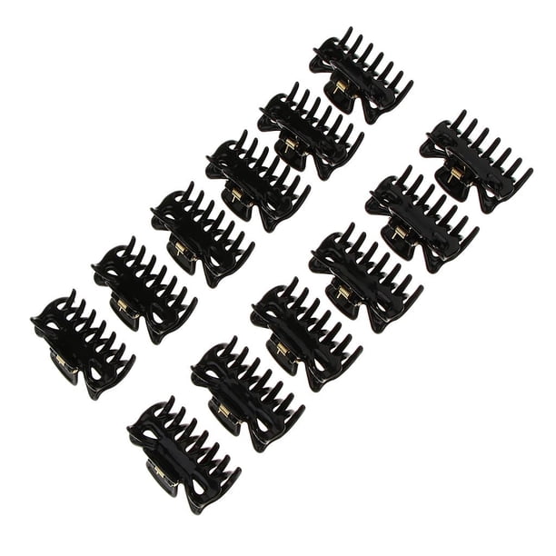 12 piezas de plástico Mini para el cabello Agarres Clips Pasadores Negro Hugo garras de pelo de acrílico mujeres