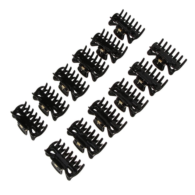 Paquete de 12 Pinzas para El Cabello de Plástico Yinane Negro Garras de Pelo de Acrílico Mujeres