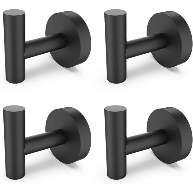 Ganchos de pared para baño de acero inoxidable (4, negros)