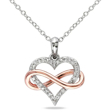 Miabella Diamond-Accent 2-Tone Sterling Silver Infinity Heart Pendant, 18