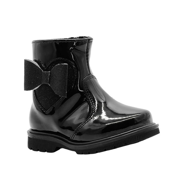 Botin Invierno Para Niña Charol Negro Yuyin Con Moño Ligeras negro 16