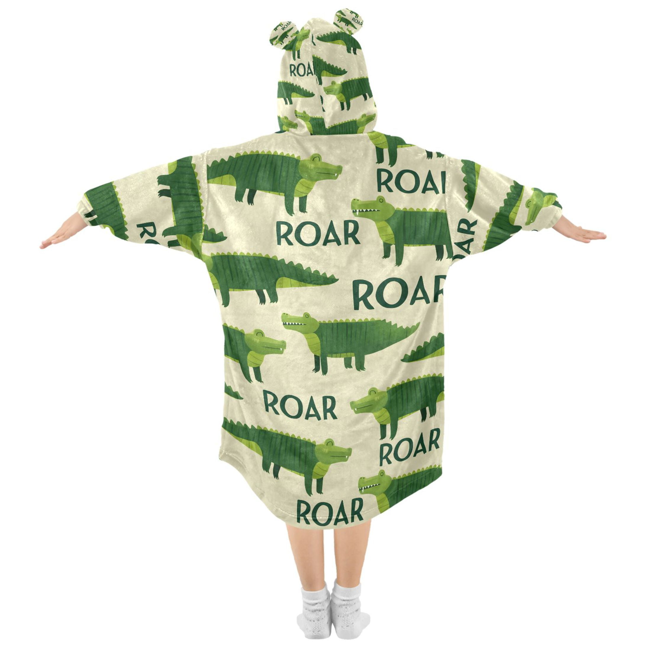 joogoo Wearable Blanket Hoodie for Crocodile Cartoon Oversized Sherpa Hooded 3-14 YR M