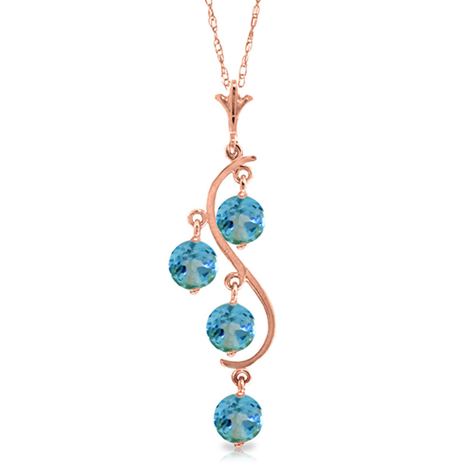 ALARRI 14K Solid Gold Heart Necklace w/ Natural Blue Topaz with 18 Inch Chain Length