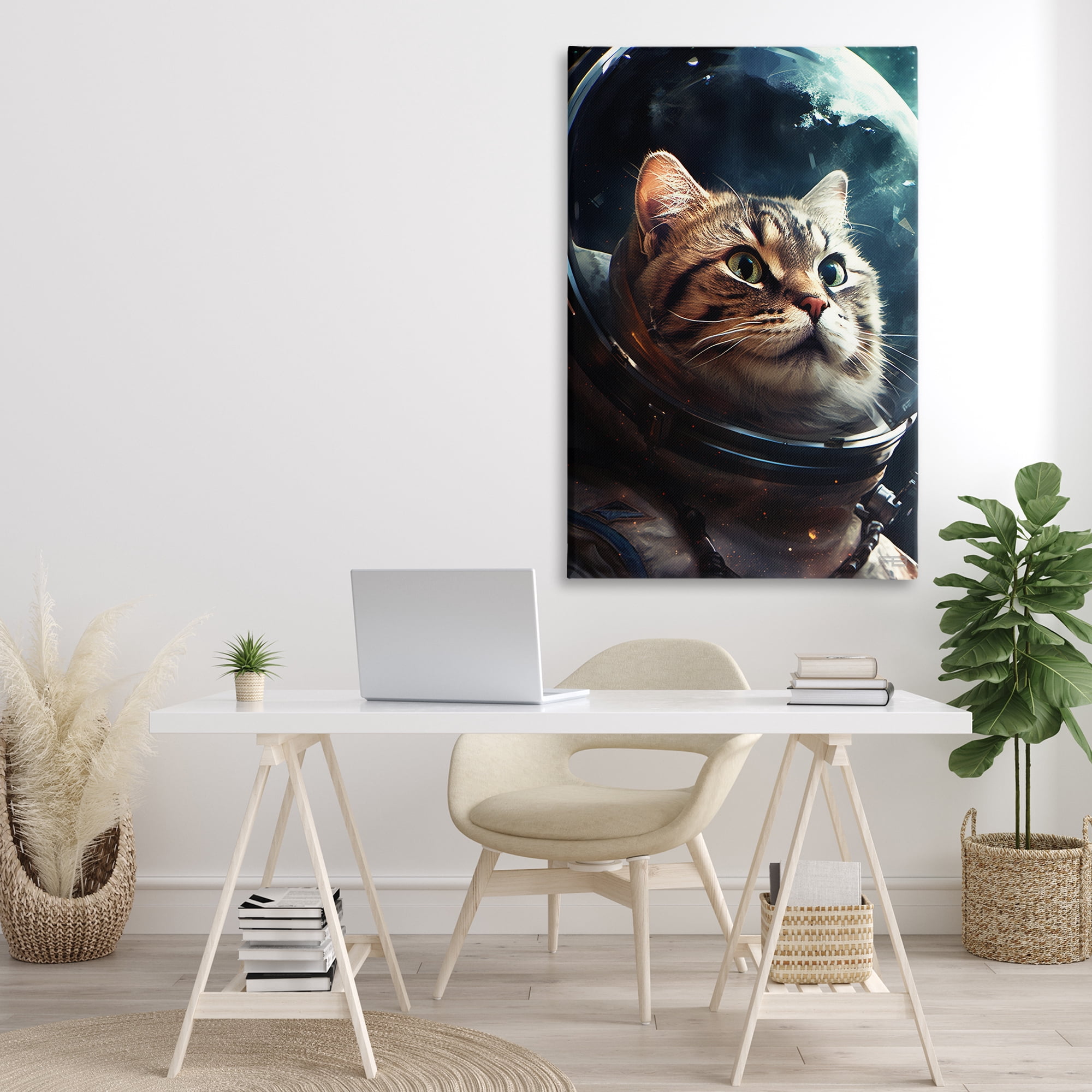 Stupell Industries Amazed Astronaut Cat Animals & Insects Painting Gallery Wrapped Canvas Art Print Wall Art, 30 x 45