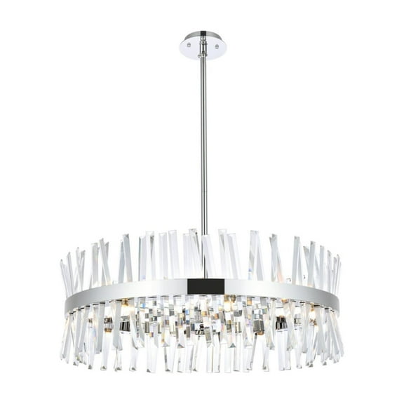 Serephina 32 inch crystal round chandelier light in chrome
