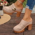 thumbnail image 7 of RKSTN Women's Slippers Solid Color Round Toe Closed Toe Thick Sole High Heel Breathable Durable Summer Casual Slippers, 7 of 7